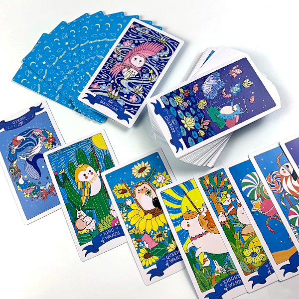 KAWAII Tarotkort Skæbne Spådomssæt Familiespil Brætspil For Begyndere 78 STK Tarotkort Sæt