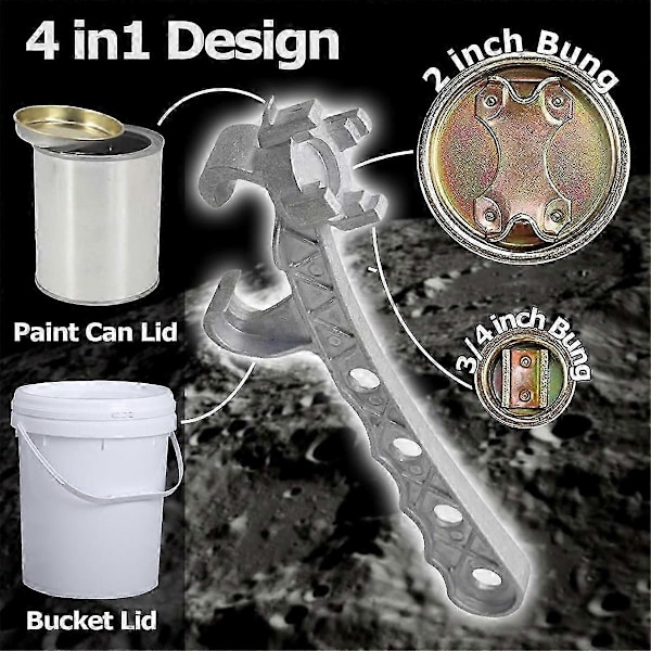 2x Aluminium Trommelnøkkel, Metall Bøtteåpner 5 Gallon, for Åpning av 10-55 Gallon Trommel, Passer 2 Tommer og 3/4 Tommer Plugghetter