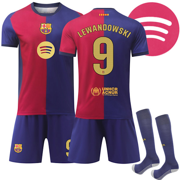 2425 Barcelona Kotipaita Uusi Lewandowski Jalkapallopaita Sukkien Kanssa 24(130-140cm)