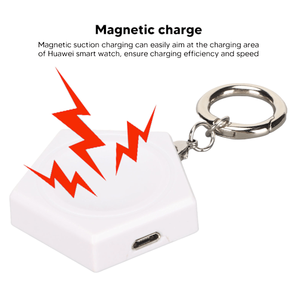 Magnetisk nyckelring Trådlös Laddare Typ C Micro USB Bärbar Trådlös laddare Bas för Huawei Watch GT 2 Pro Smart Watch Vit
