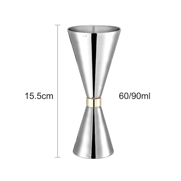 Färdig jigger med mått inuti, cocktailmätkopp jigger för bartending, 60/90 ml