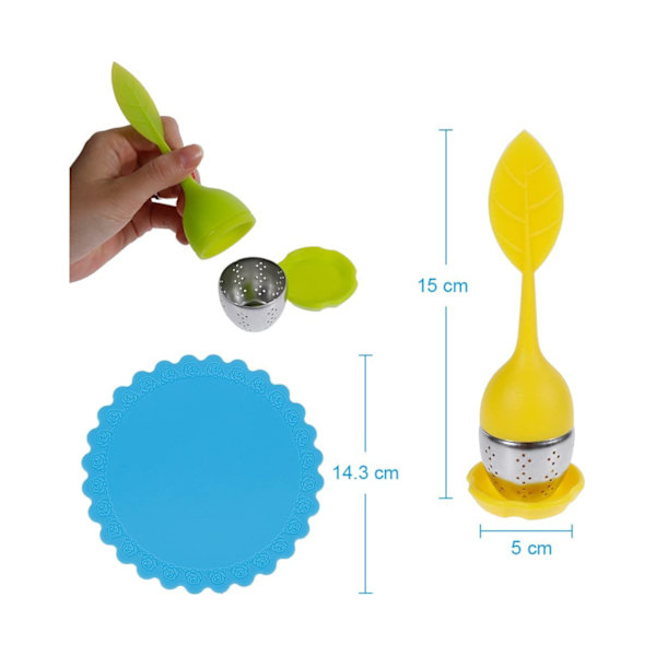 5 Styck Te Infuser Set Silikon Diffuser Te Infuser Rostfritt stål Te Diffuser Te Diffusor med skål och koppmatta 1st
