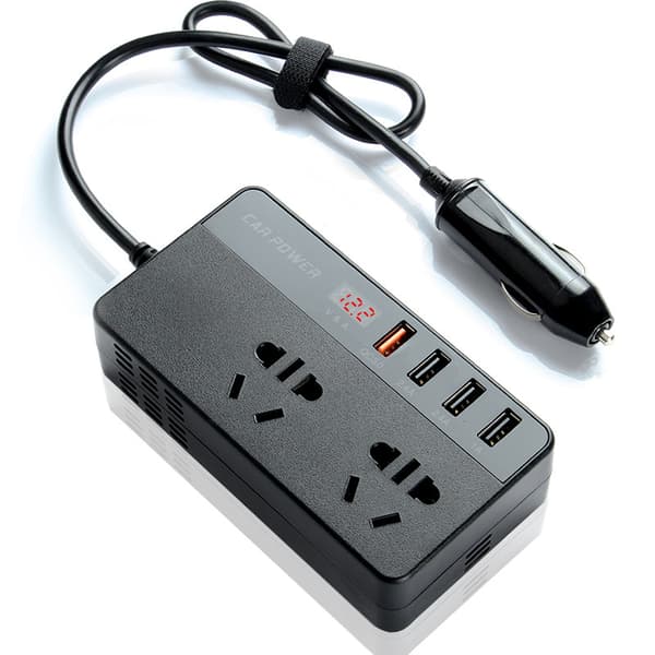 150W Bilstrømomformer, Strømkonverter med QC3.0, USB-porte 12V/24VUniversal 200W