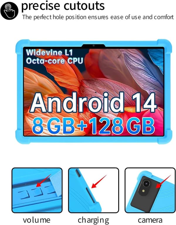 Silikonfodral kompatibelt med ApoloSign EP1095T/UMIDIGI G9 Tab 11, justerbart stativ för barn
