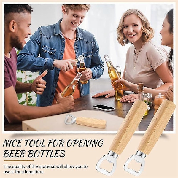 20 st Rostfritt Stål Flasköppnare Bartender Trä Ölöppnare Cider Vinöppnare Flasköppnare med Wood Color  Silver