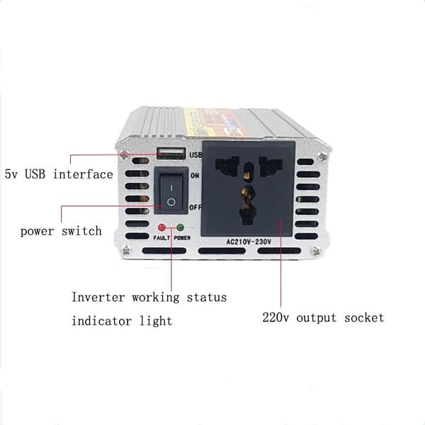 500W Bilstrømomformer, 12V/24V til 220V Strømkonverter 12V to 220V