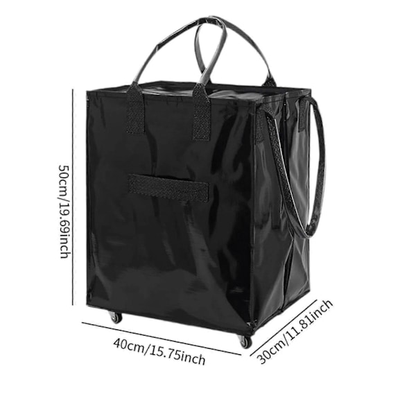 Handlekurv Sammenleggbar Håndtrekk Sammenleggbar Tote Bag for Ferieliv Camping Black S