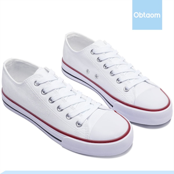 Dam Canvas Fashion Sneakers Söt Låg Topp Skor Bekväma Canvas Walking Flats För Dam white EU40