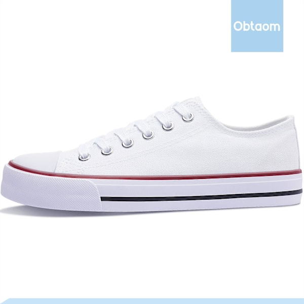 Dam Canvas Fashion Sneakers Söt Låg Topp Skor Bekväma Canvas Walking Flats För Dam white EU39