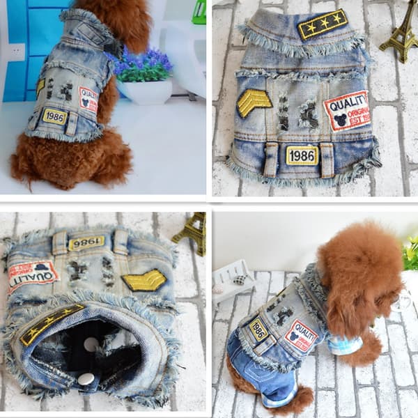 Denim Hundevest Jakke, Forår Sommer Efterår Vinter, Kæledyr Små Hundetøj Light Blue XS