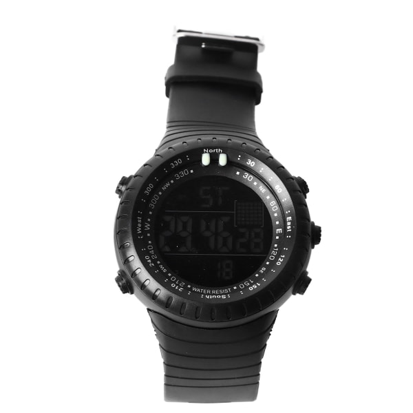 Män Digital Watch Digital Vattentät Nattljus Väckarklocka Datumvisning Studenter Multi Watch Svart