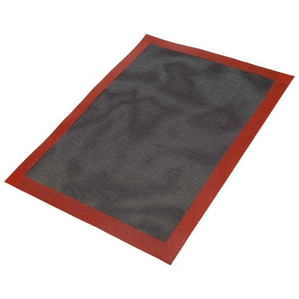 Perforerad Silikonbakmatta, Non-Stick Ugnsplåtsfoder, Svart & Röd, 40x30cm, för Kakor Bröd Makaroner