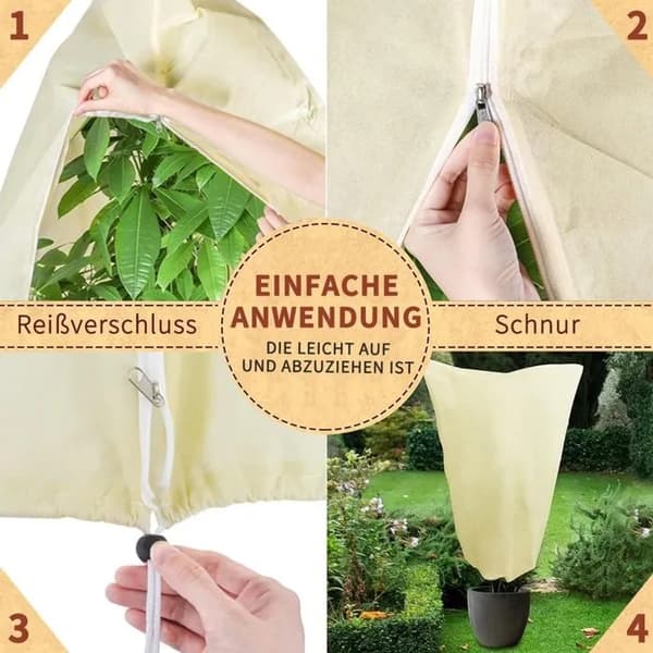 Pustende plantefrostbeskyttelsespose for potter, 85 g/m², med lukking, vinter