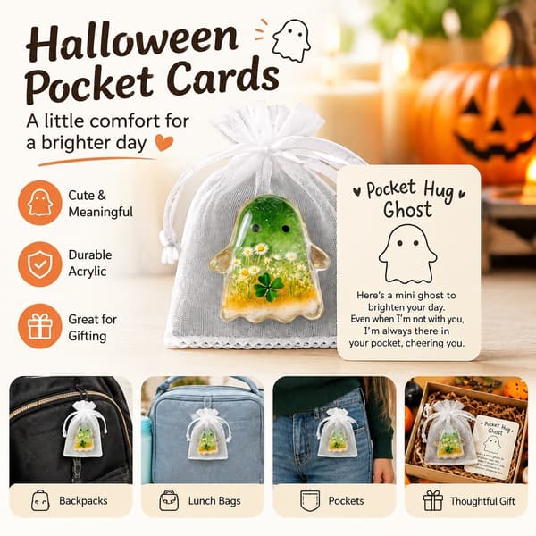 Halloween-fickkort, akryl-minnessak, spöke fladdermus kråka, för studenter och tonåringar B