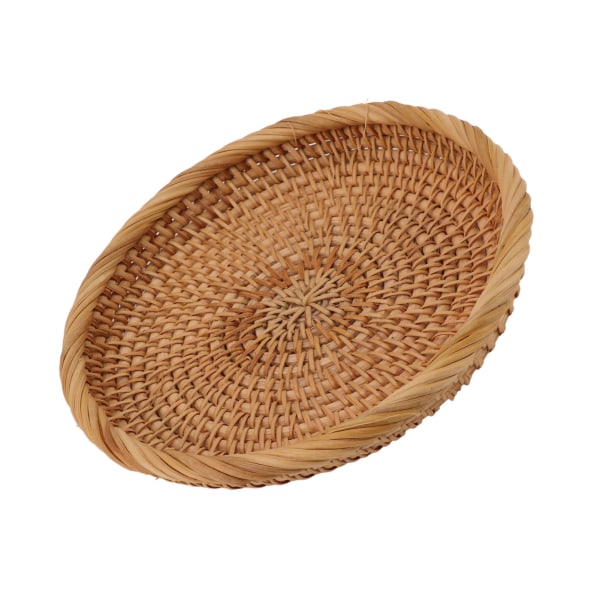 Rattan Frugtbakke Håndvævet Elegant Traditionel Naturlig Rattan Serveringsbakke til Køkkenbord S