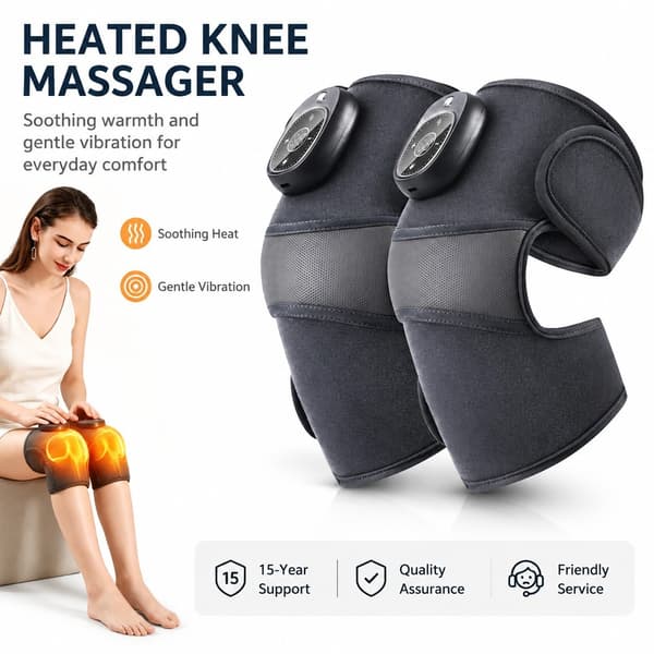 Opvarmet knæmassager med vibration, blågrå, elektrisk termisk wrap til lindring af bensmerter Blue / Gray Single
