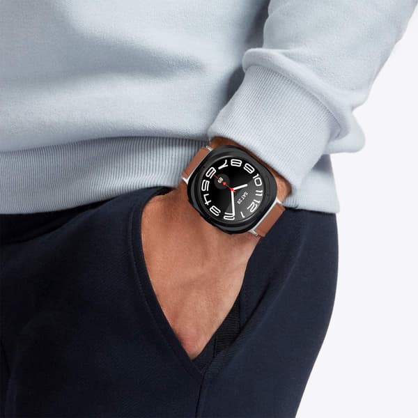 Læderurrem til Samsung Galaxy Watch 7 Ultra 47mm, Kaffe, Militærstil