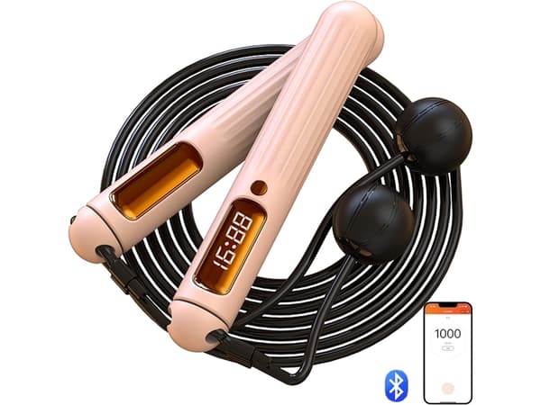 Smart hopprep med räknefunktion och viktad boll, sladdlöst hopprep för fitness, stöder Bluetooth.