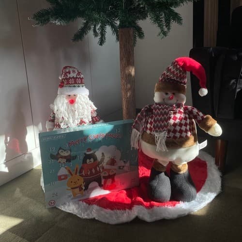 Rød Hvid Julealf Figur, Teleskopben, 95 cm, Polyester, Juledekoration