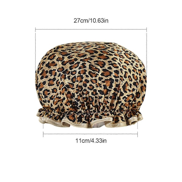1 stk Dusjhette Gjenbrukbar Dusjhette, Dobbel Lag Fortykket Vanntett Dusjhette (Leopardtrykk)