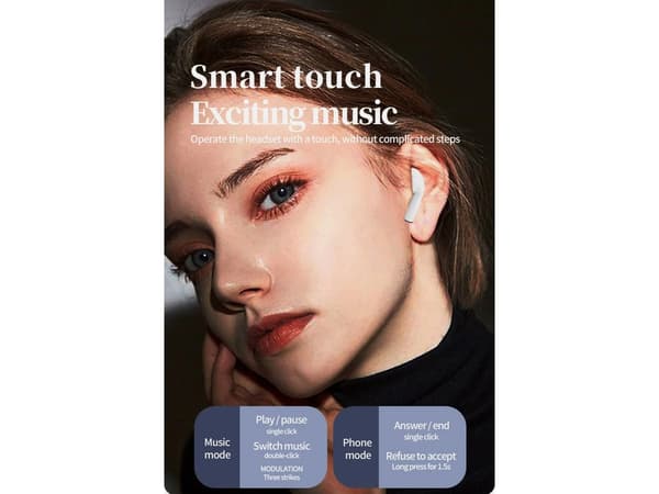 Trådløse Bluetooth-øretelefoner, lang standbytid, vanntette, hvite white