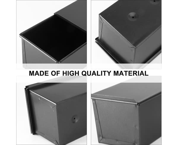 Sort brødform med låg, non-stick bageform til brød, toastform, bageudstyr til hjemmet (450g)