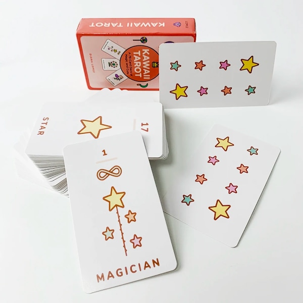 Kawaii Tarotkort 78 stk Kortstokk Magiske og Søte Oracle Engelske Visjoner Spådom Underholdning Fester Brettspill