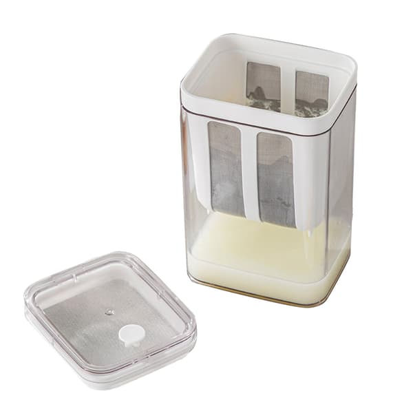 Yoghurtfilter med ekstra finmasket pose, gjennomsiktig lokk, multifunksjonelt ostefilter
