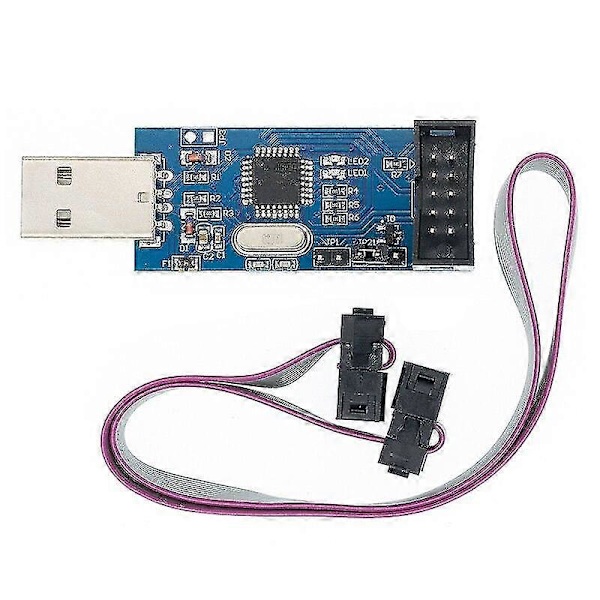 1 stk. ny usbasp usbisp avr programmer usb isp usb asp atmega8 atmega128 understøtter win7 64k 10pin til 6 pin adapterkort