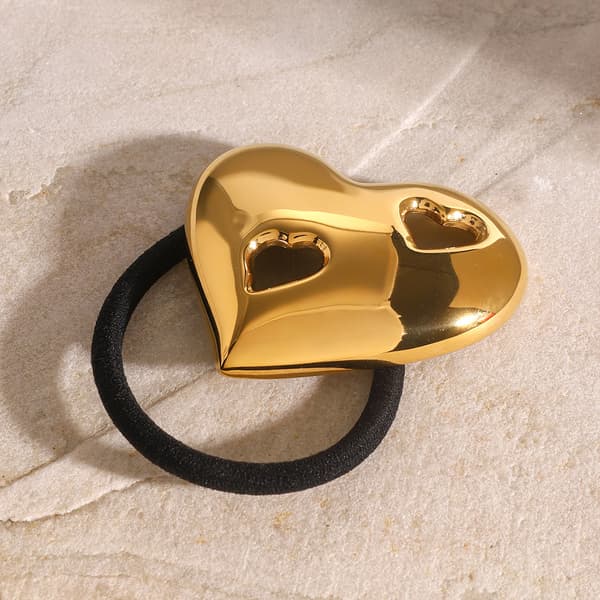 Fuld hjerteformet hårstrik i rustfrit stål til styling af høj hestehale JDH2408008