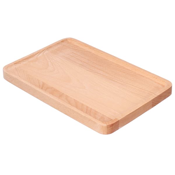 Serveringsbricka i bokträ, rektangulär dekorativ desserttallrik, 30x20x2cm, fruktskål