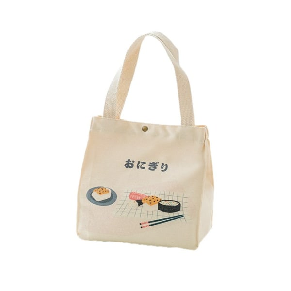 Ny Lunch Box Bag Handhållen Canvas Bag Knapp Handmålad Illustration Förtjockning Isolerad Lunch Box Bag-Vit