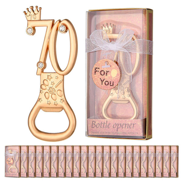 24/36 st Roséguld Tema 40:e 50:e 60:e 70:e Födelsedagen Flasköppnare Gynnas för Gyllene Bröllopsfest Gåvor Födelsedagsfest Souvenirer Festdekoration Number 70 24pcs