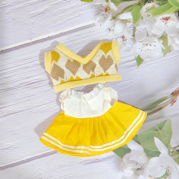 2x 20cm Dockkläder Set Bekväma Mjuka för Flickor Dockor Hänge Docka Dockor Rosa röd Yellow For 20cm Dolls
