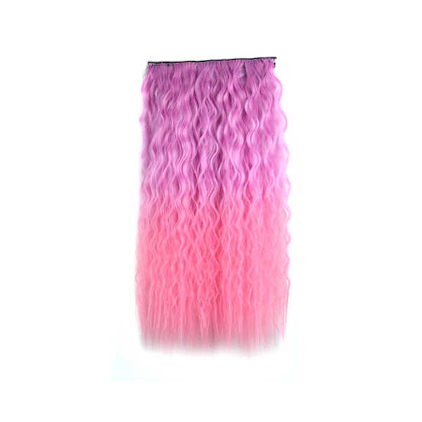 Sexig Lång Gradient Färg Fest Kvinnor Vågigt lockigt hårförlängning 60 cm-rosa