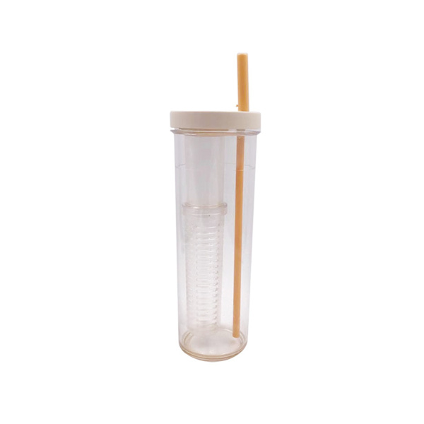 700 ml vattenflaska halkskyddad sugrör design plast te juice dricksburk för studenter - gul
