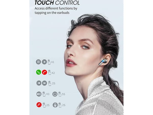 Ægte trådløse Bluetooth-øretelefoner i in-ear-stil med mikrofon, støjreducerende sort. black