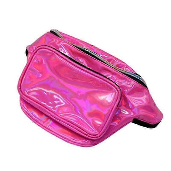Geestock Fashion Taljetaske Dame Pvc Justerbar Mavebælte Holografisk Taske Til Rejser, Fest, Vandring, Løb, Shopper Taljepakke Mavebælter Rose