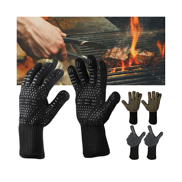 Mbg 500/800 grader Celsius Print Anti-Slip Värmeisolering Mikrovågshandskar-Svart - Svart