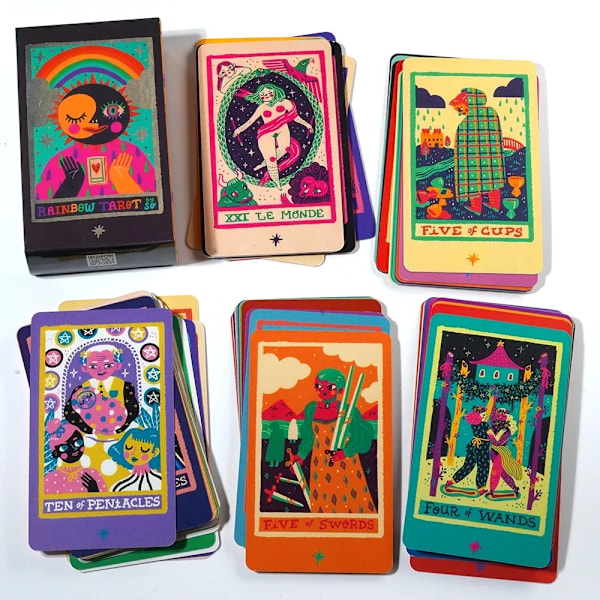 Rainbow Tarot 78 st Tarotkort Original Tarotkort För Nybörjare Och Light Seer's Tarot Spådomsverktyg