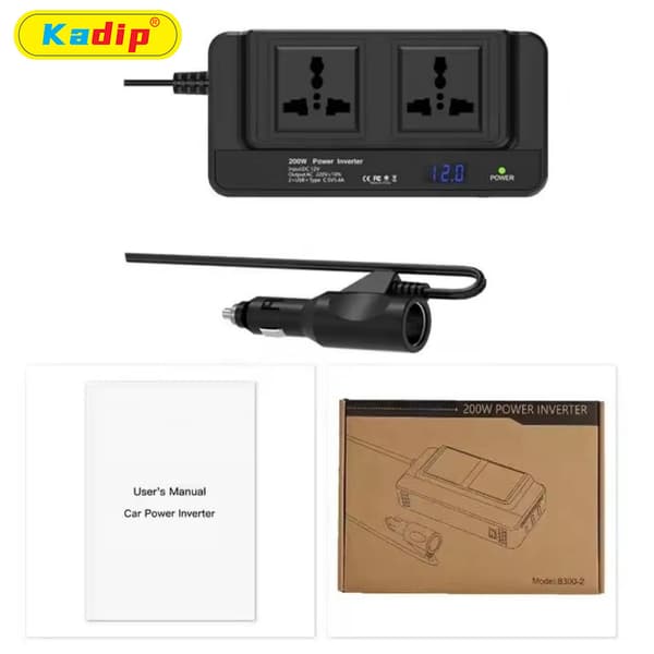 200W Bilstrømomformer, 12V/24V til 110V/220V Strømomformer med PD20W