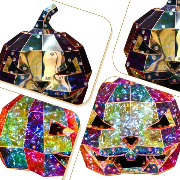 Prism Halloween-pumpkinallykta, plug-and-play lysande prydnad för pool, natt och lägereld