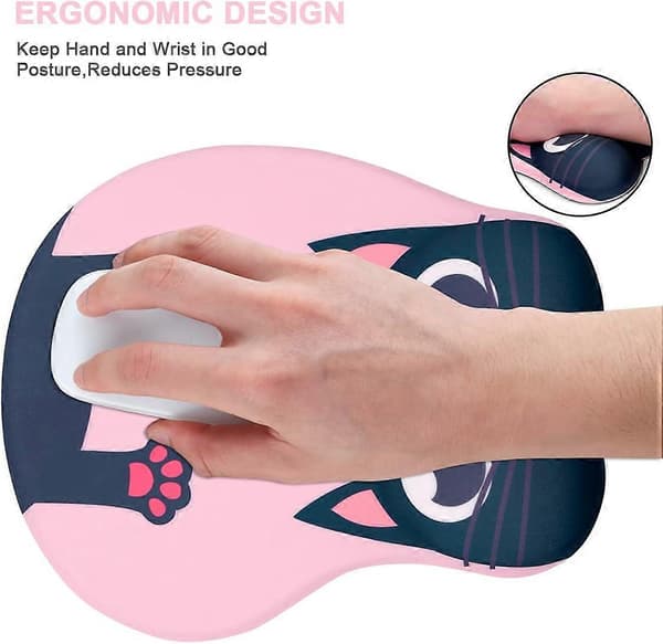 Søt Musematte Ergonomisk Musematte med Håndleddsstøtte, Gel Musematte med Sklisikker Silikonbase, Datamaskin Musematte Gaming Musematte