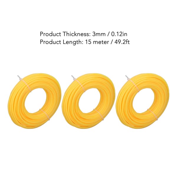 3PK Stjerne Kantklippertråd Nylon Gressklipper Tråd Gress Trimmer Erstatningstråd 3mm Diameter 15 Meter Lengde