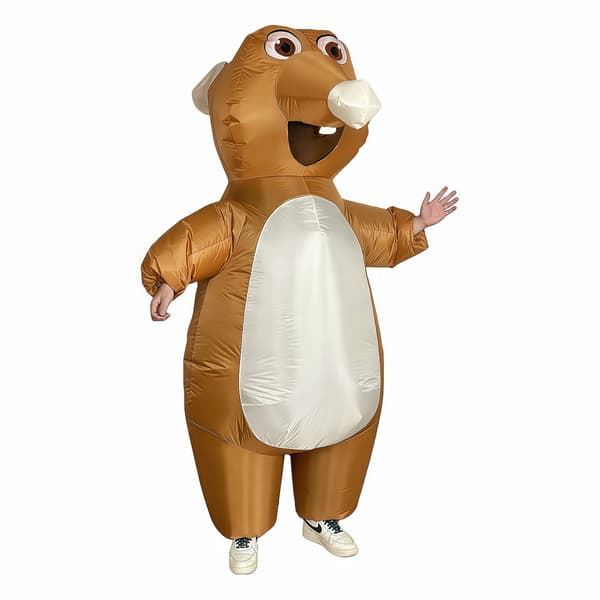 Oppusteligt musekostume til voksne, gul, one size, Halloween-festrekvisitter