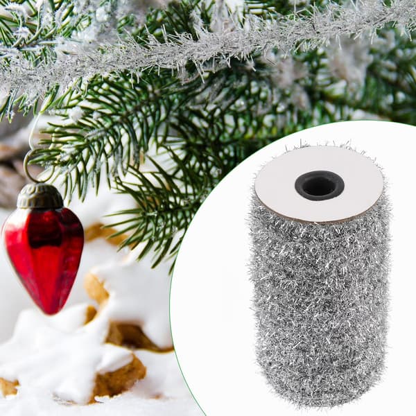 Glittergirlander til juletre, sølvmetallisk streamer, festdekor