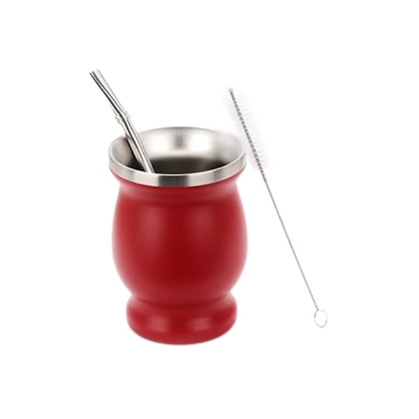 1 set 8 oz/230 ml Dekorativ Mate Cup Lätt att rengöra Bärbar lätt teflaskkopp i rostfritt stål för hem-röd