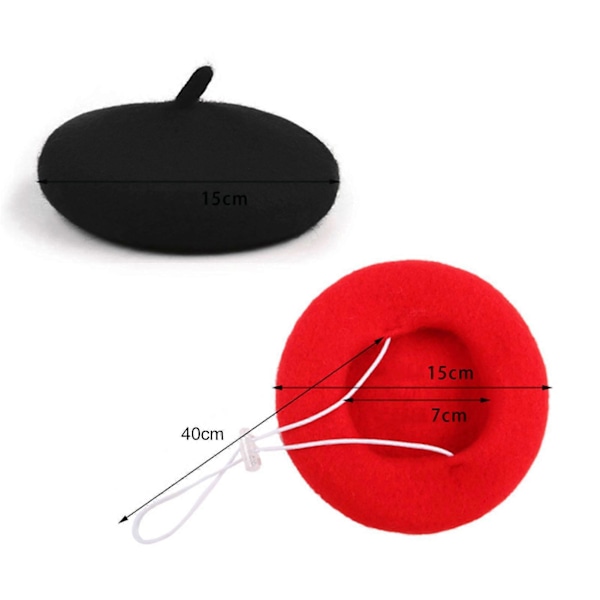 Kæledyrshat Justerbar Sød Katte Beret Komfortabelt Blødt Hundekostume Hovedbeklædning Fotorekvisitter Kæledyrsmodetilbehør Red One Size