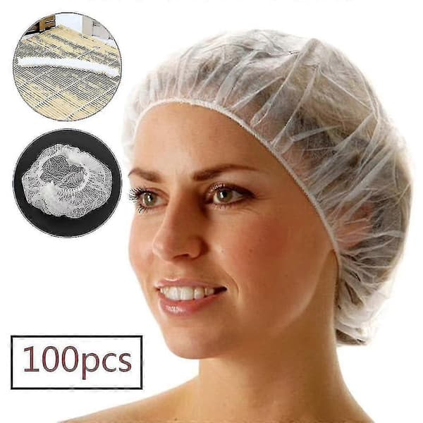 100 st/lot Engångs Duschmössor Hatt Non-woven Duschmössor Engångs Elastisk Badmössa Badmössor Enfärgad -cdsx