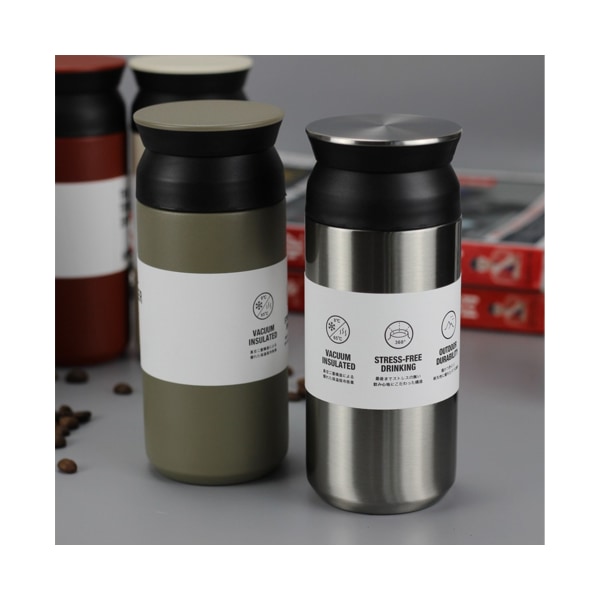 350/500 ml bärbar rostfritt stål värmeisolerad utomhus kaffe vatten flaska-svart
